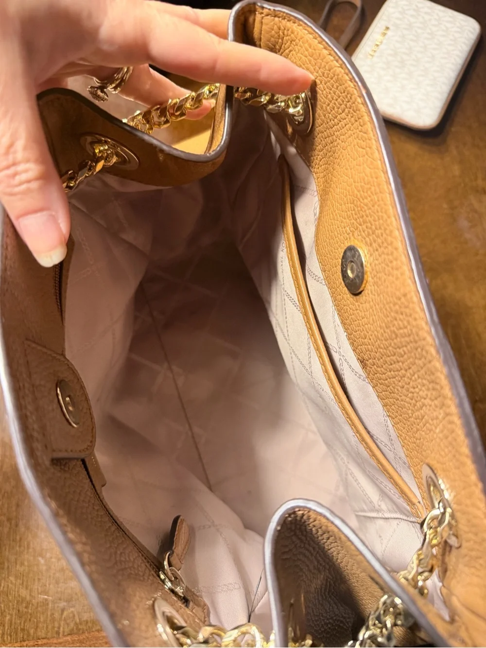 Michael Kors Brown and Vanilla Logo Tote with Matching Wristlet Great Condition